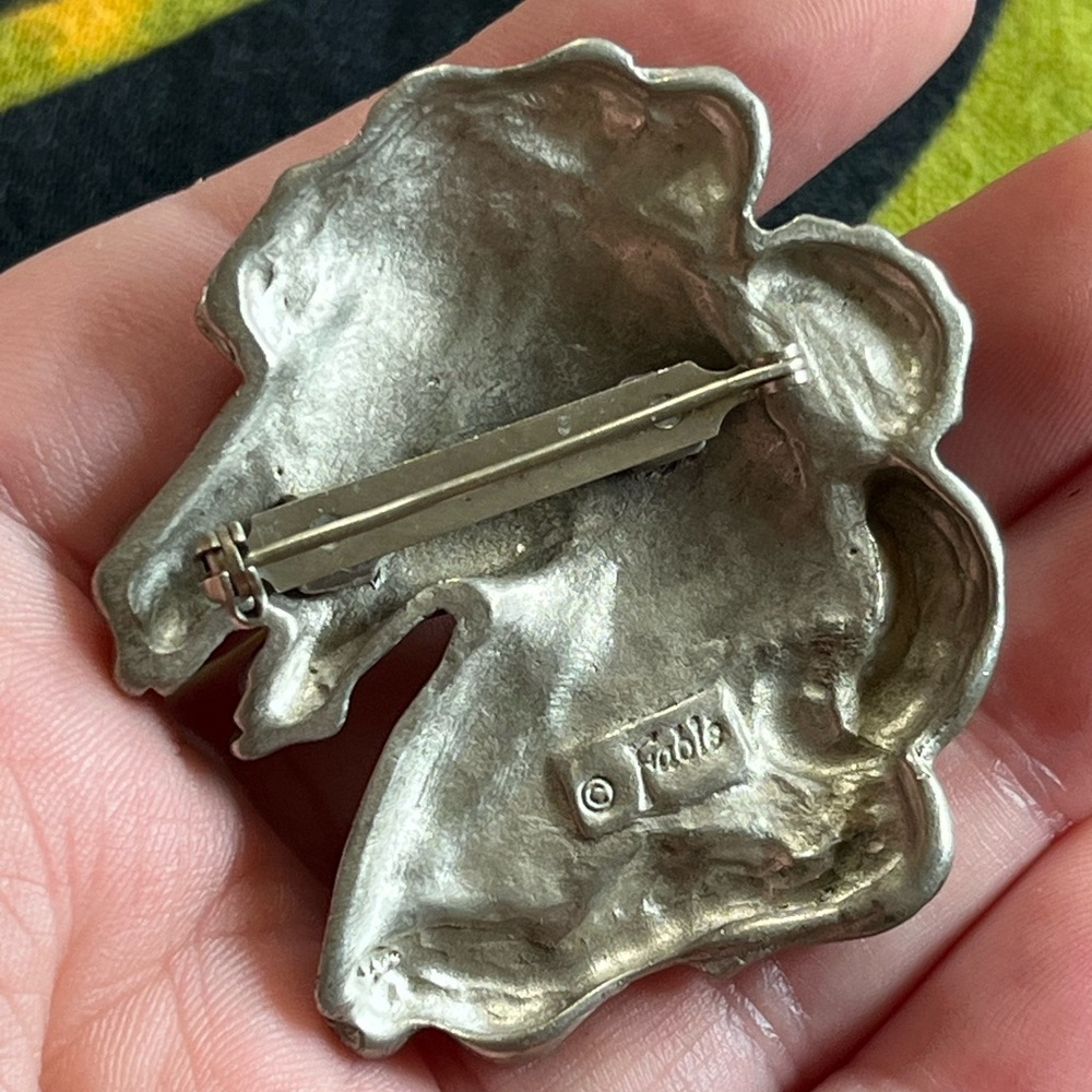 VTG Whimsigoth Fable Signed Carousel Horse Rhinestone Costume Jewelry Brooch - Picture 6 of 7